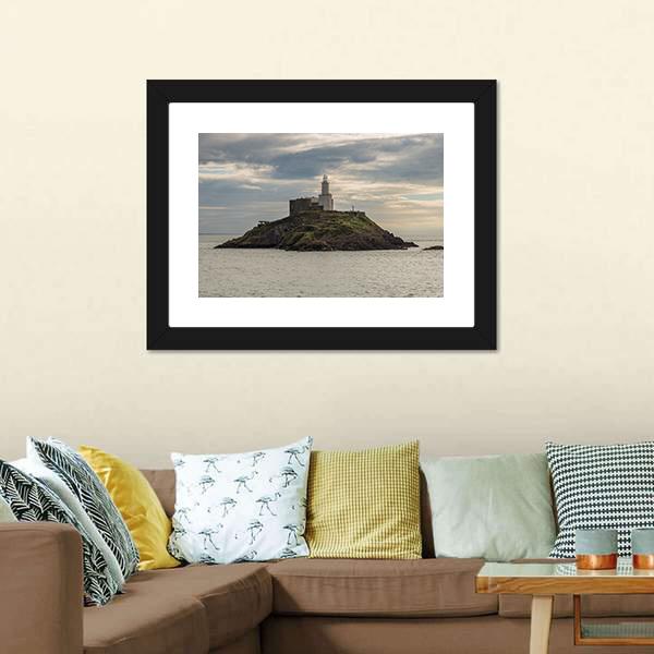 Mumbles Lighthouse Canvas Wall Art-1 Piece-Framed Print-20" x 16"-Tiaracle