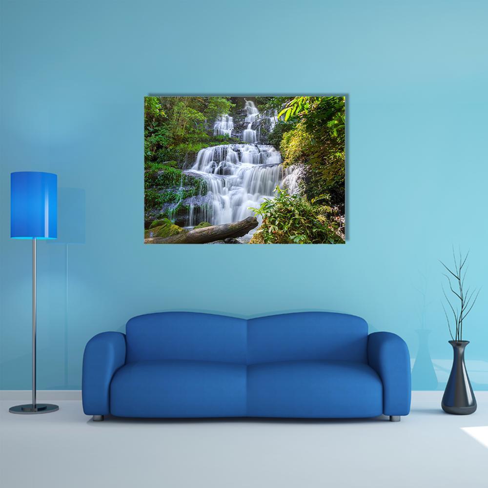 Mun Daeng Waterfall Canvas Wall Art-1 Piece-Gallery Wrap-48" x 32"-Tiaracle