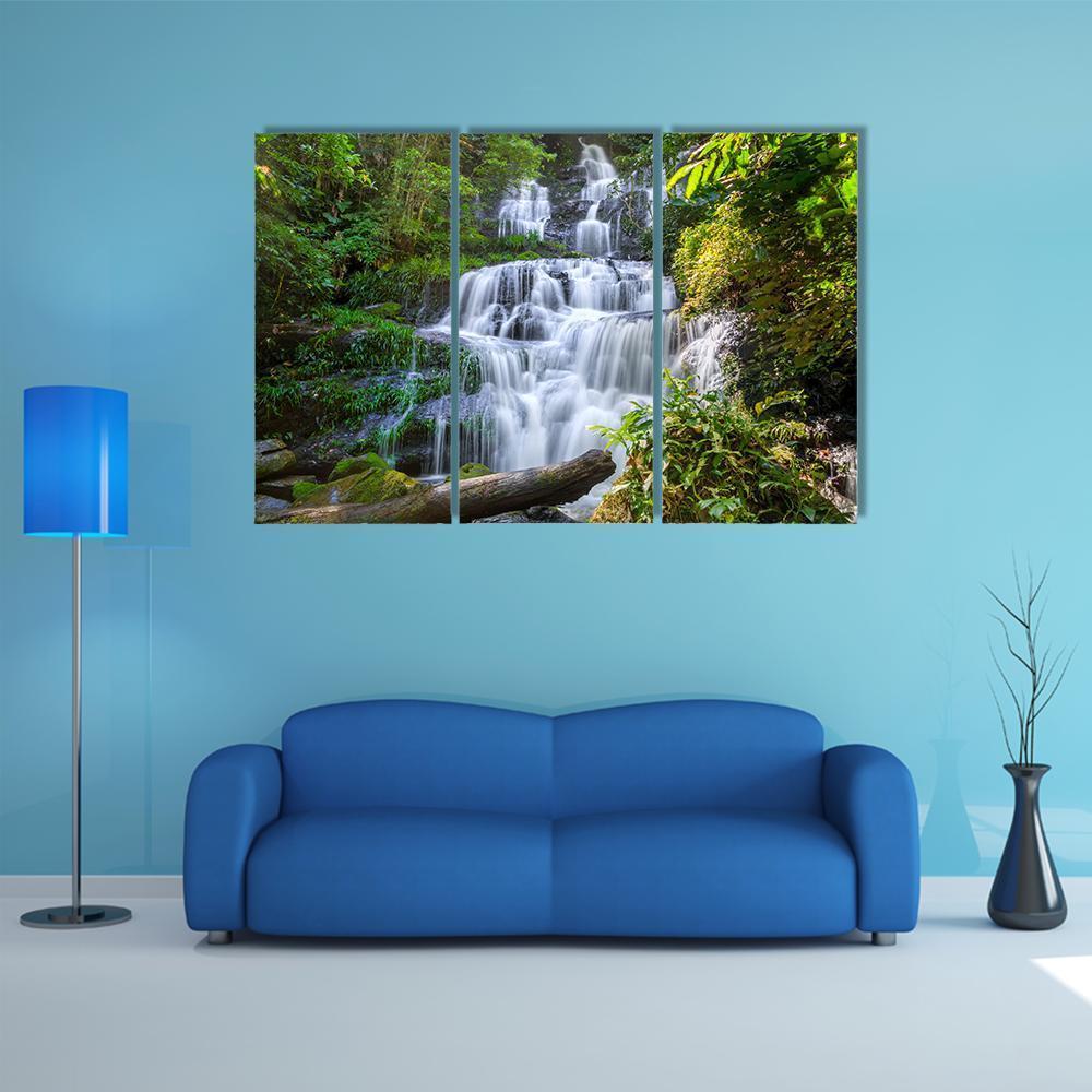 Mun Daeng Waterfall Canvas Wall Art-3 Horizontal-Gallery Wrap-37" x 24"-Tiaracle