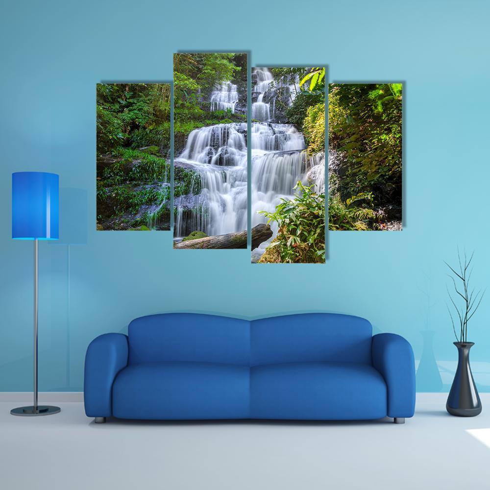 Mun Daeng Waterfall Canvas Wall Art-5 Pop-Gallery Wrap-47" x 32"-Tiaracle