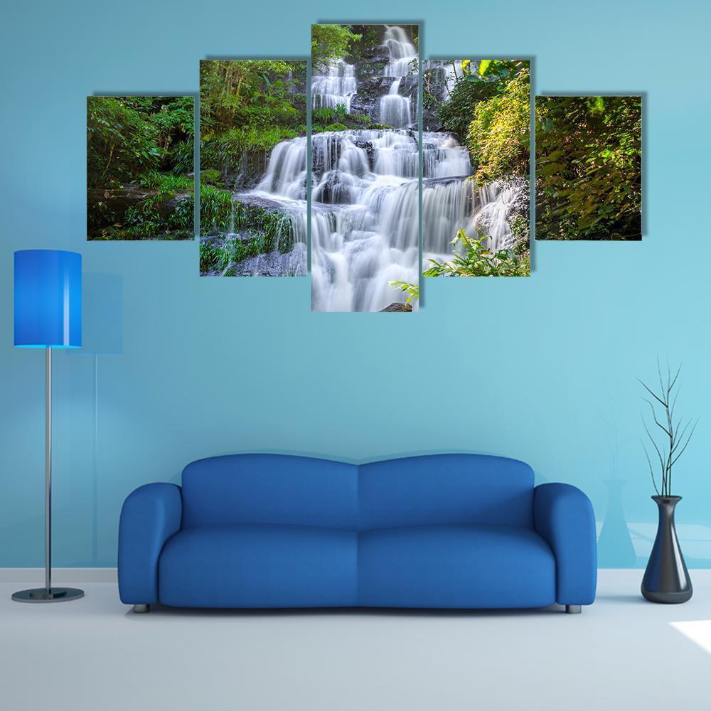 Mun Daeng Waterfall Canvas Wall Art-5 Star-Gallery Wrap-62" x 32"-Tiaracle