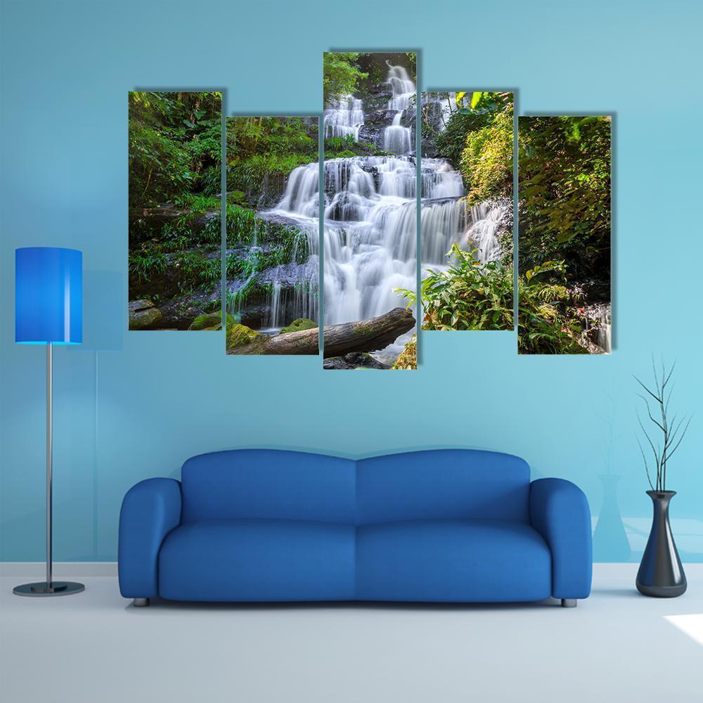 Mun Daeng Waterfall Canvas Wall Art-3 Horizontal-Gallery Wrap-37" x 24"-Tiaracle