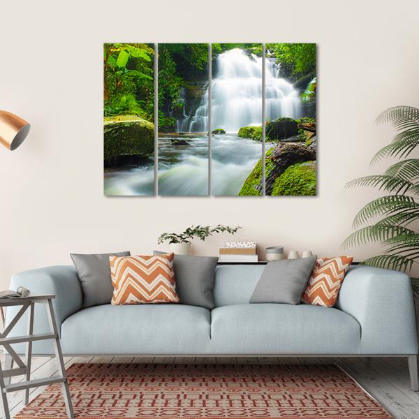 Mundaeng Waterfall Thailand Canvas Wall Art-4 Horizontal-Gallery Wrap-34" x 24"-Tiaracle