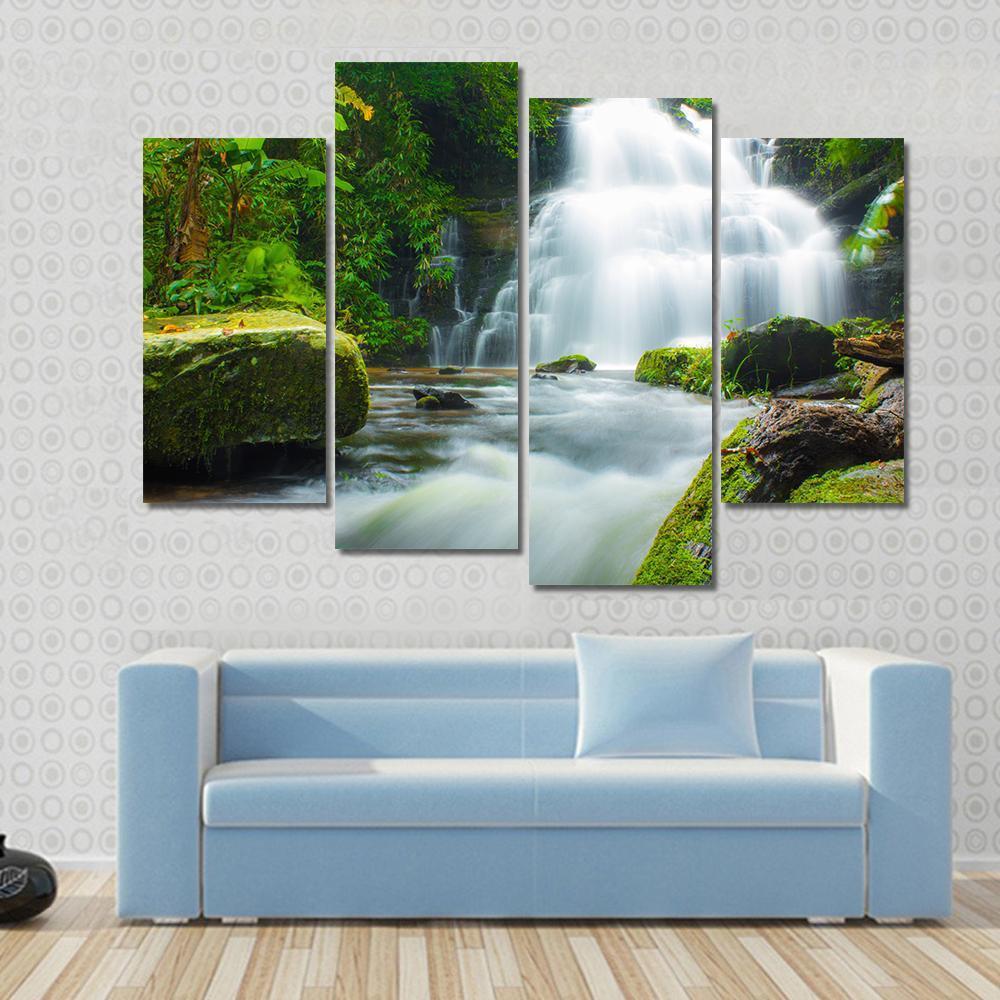 Mundaeng Waterfall Thailand Canvas Wall Art-4 Pop-Gallery Wrap-50" x 32"-Tiaracle