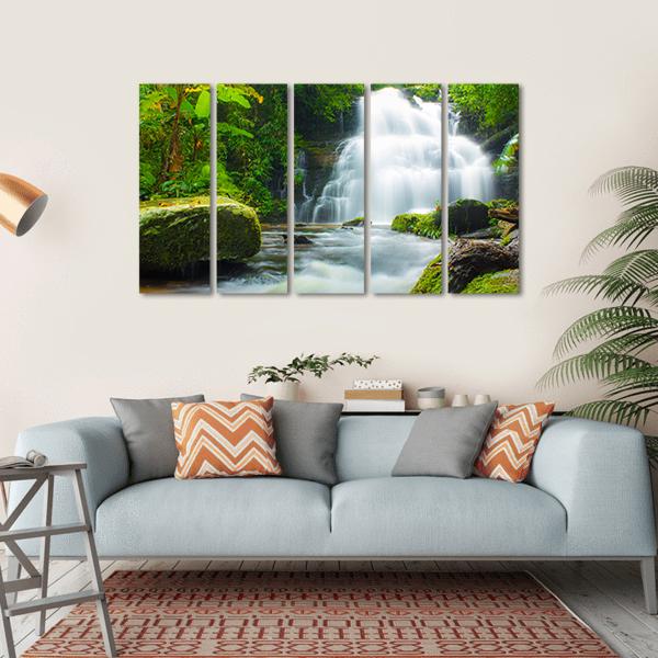 Mundaeng Waterfall Thailand Canvas Wall Art-5 Horizontal-Gallery Wrap-22" x 12"-Tiaracle