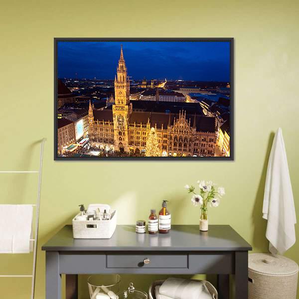 Munich Christmas Market Canvas Wall Art-1 Piece-Floating Frame-24" x 16"-Tiaracle