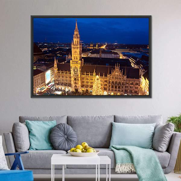 Munich Christmas Market Canvas Wall Art-3 Horizontal-Gallery Wrap-25" x 16"-Tiaracle