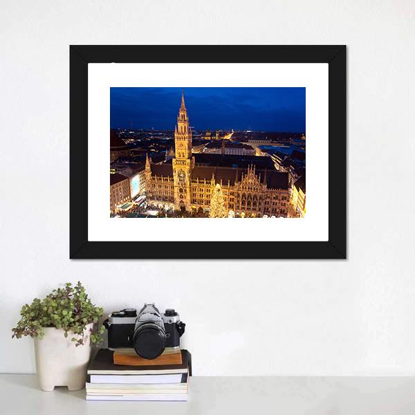 Munich Christmas Market Canvas Wall Art-1 Piece-Framed Print-20" x 16"-Tiaracle