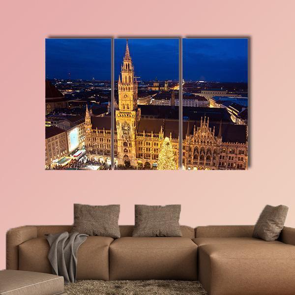 Munich Christmas Market Canvas Wall Art-3 Horizontal-Gallery Wrap-37" x 24"-Tiaracle