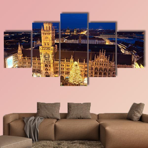 Munich Christmas Market Canvas Wall Art-5 Star-Gallery Wrap-62" x 32"-Tiaracle