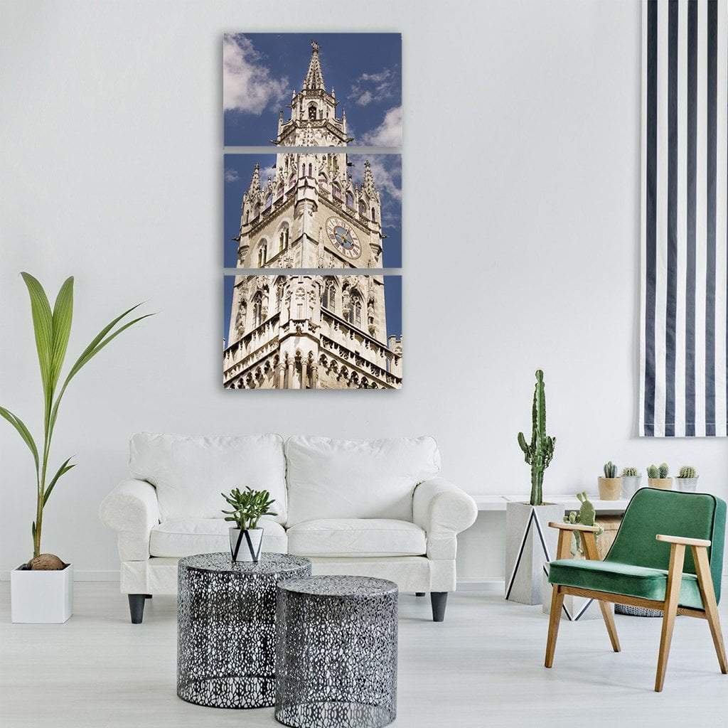 Munich Clock Tower Vertical Canvas Wall Art-3 Vertical-Gallery Wrap-12" x 25"-Tiaracle