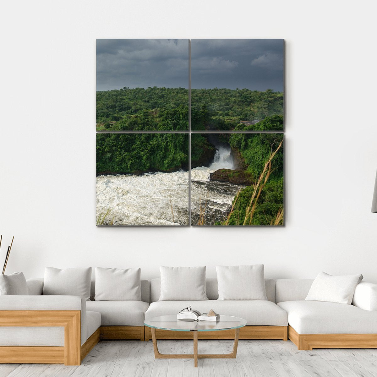 Murchison Falls In Nilo River Uganda Canvas Wall Art-4 Square-Gallery Wrap-17" x 17"-Tiaracle