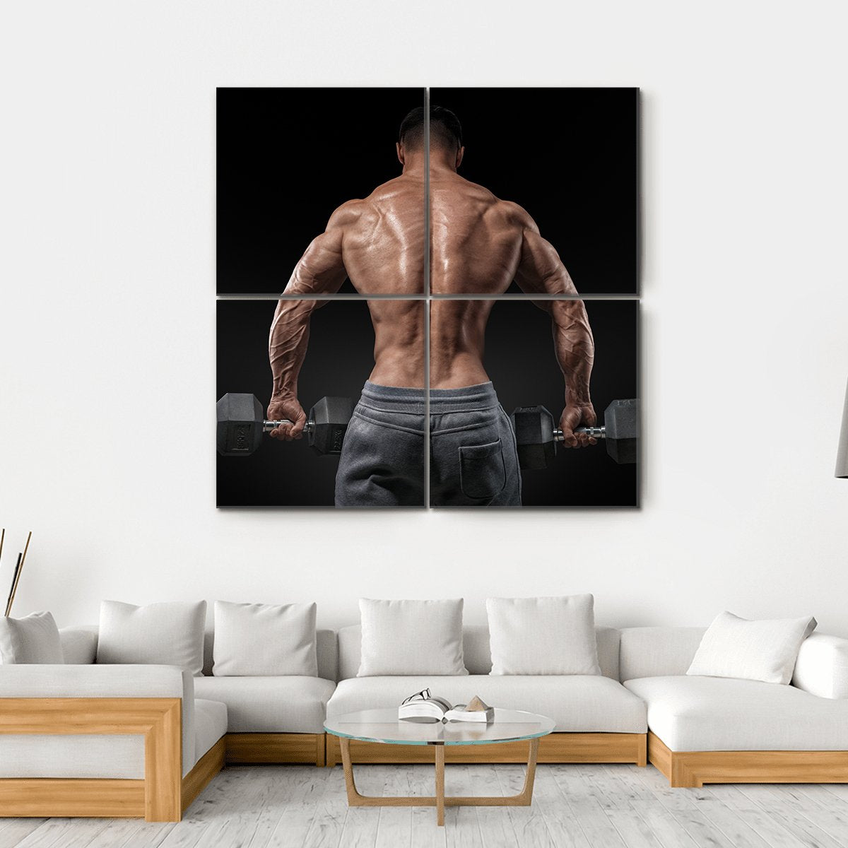 Muscular Male Model Bodybuilder Canvas Wall Art-4 Square-Gallery Wrap-17" x 17"-Tiaracle