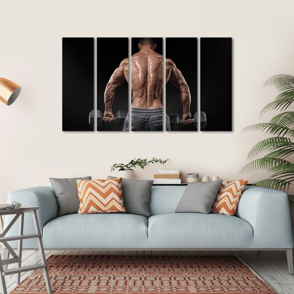 Muscular Male Model Bodybuilder Canvas Wall Art-5 Horizontal-Gallery Wrap-22" x 12"-Tiaracle