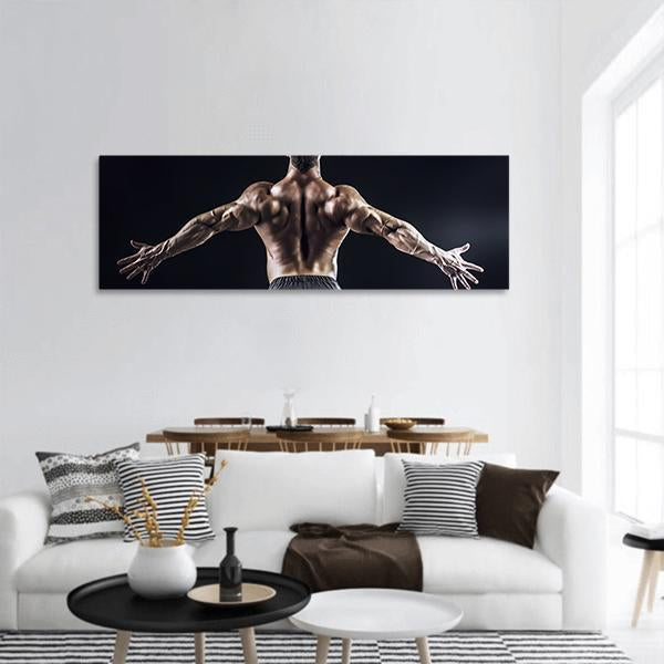 Muscular Man Panoramic Canvas Wall Art-1 Piece-36&quot; x 12&quot;-Tiaracle