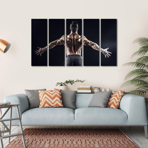 Muscular Man Canvas Wall Art-5 Horizontal-Gallery Wrap-22" x 12"-Tiaracle