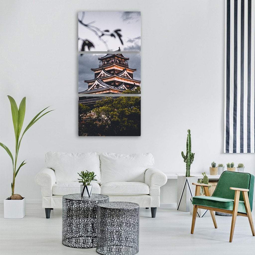 Museum Castle Japan Vertical Canvas Wall Art-3 Vertical-Gallery Wrap-12" x 25"-Tiaracle