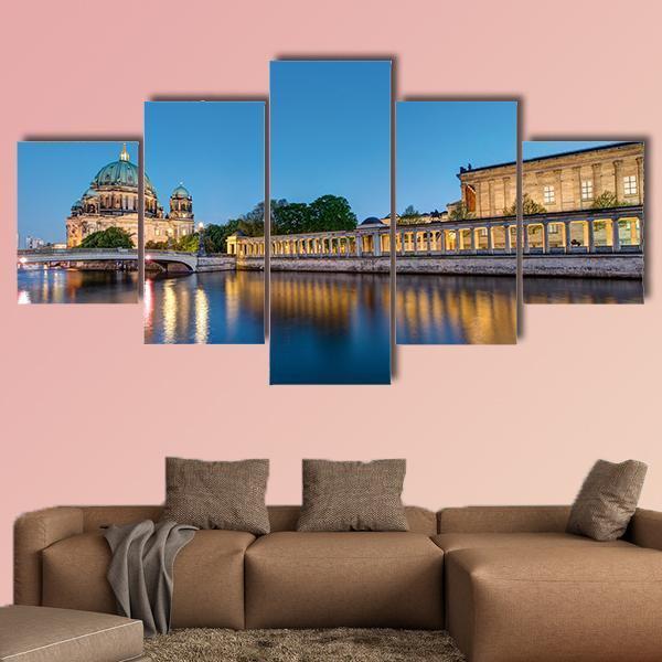 Museum Island At Dusk Canvas Wall Art-5 Star-Gallery Wrap-62" x 32"-Tiaracle