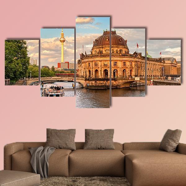 Museum Island On Spree River Canvas Wall Art-5 Star-Gallery Wrap-62" x 32"-Tiaracle
