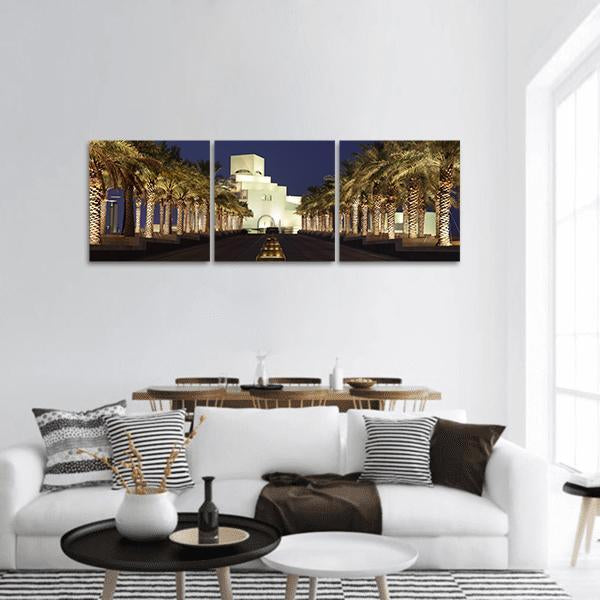 Museum Of Islamic Art Qatar Panoramic Canvas Wall Art-3 Piece-25" x 08"-Tiaracle