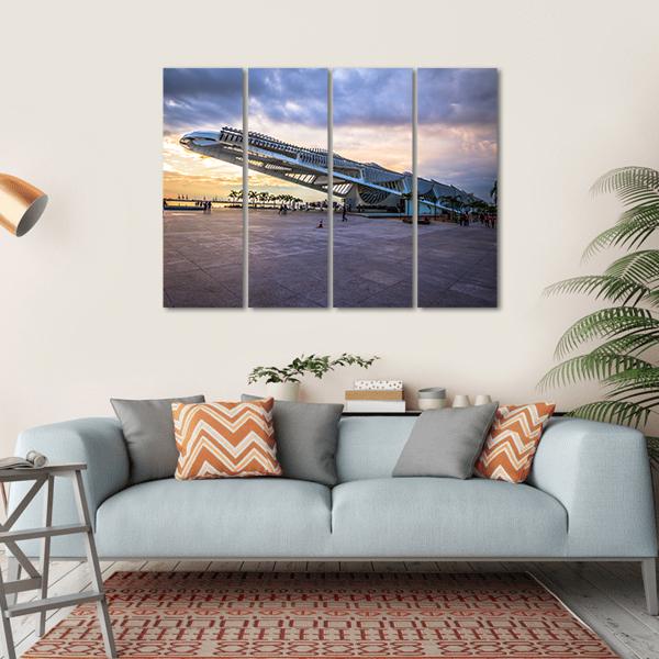 Museum Of Tomorrow Brazil Canvas Wall Art-4 Horizontal-Gallery Wrap-34" x 24"-Tiaracle