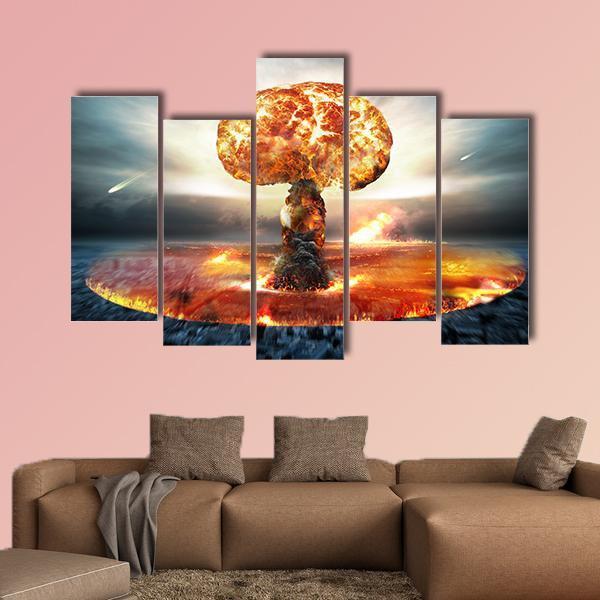 Danger Of Nuclear War Canvas Wall Art-5 Pop-Gallery Wrap-47" x 32"-Tiaracle