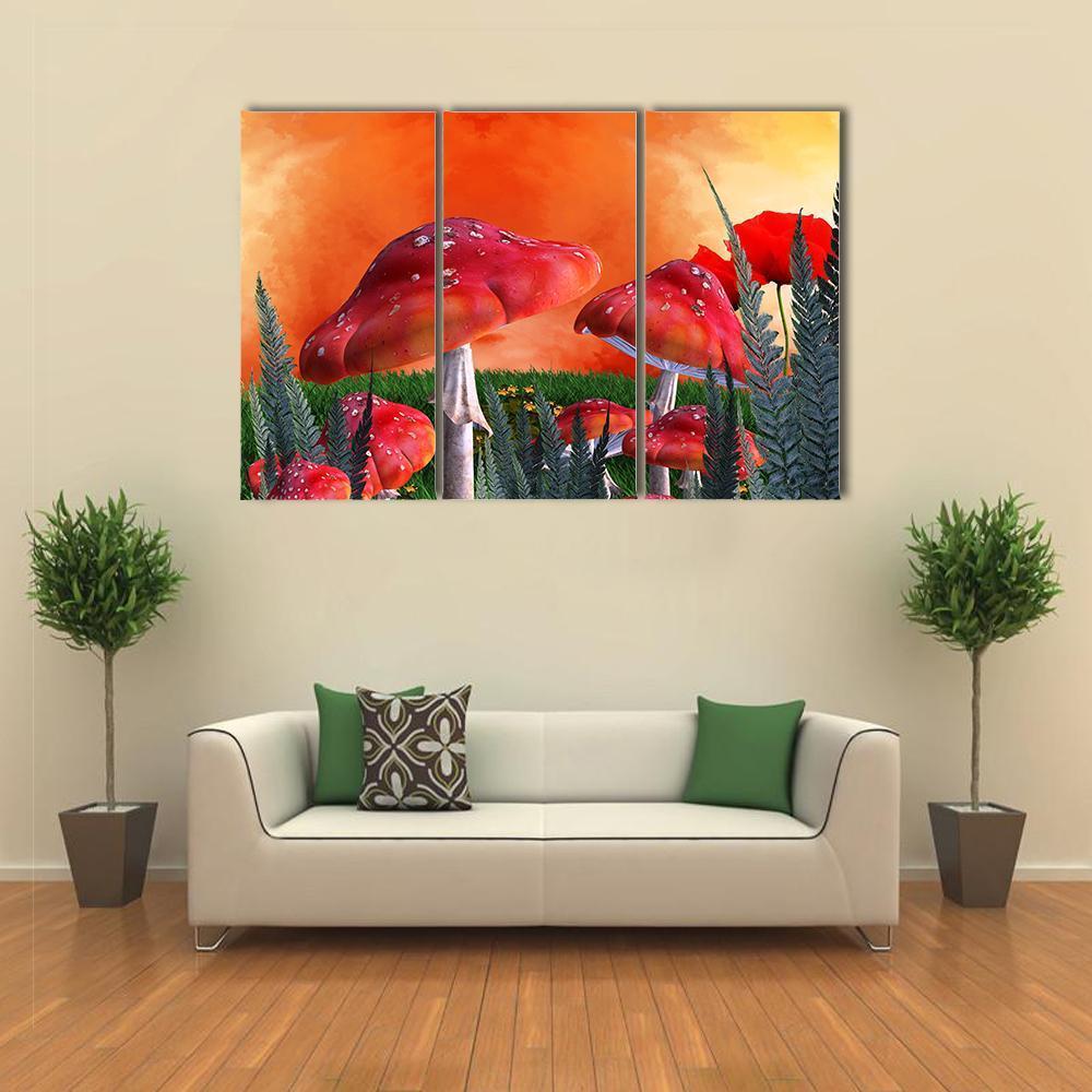 Magical Mushrooms Canvas Wall Art-3 Horizontal-Gallery Wrap-37" x 24"-Tiaracle