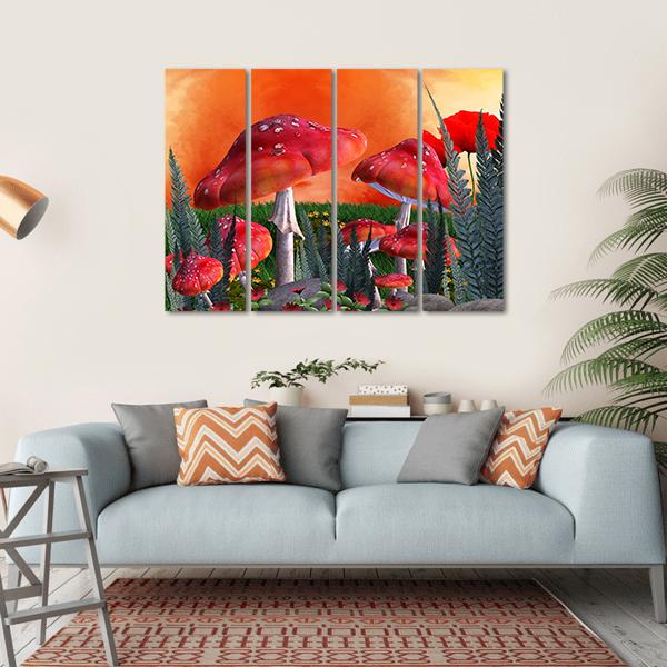 Magical Mushrooms Canvas Wall Art-4 Horizontal-Gallery Wrap-34" x 24"-Tiaracle