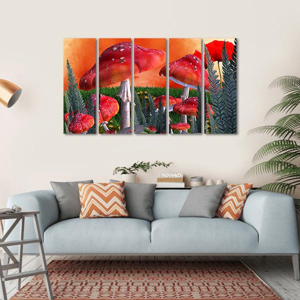 Magical Mushrooms Canvas Wall Art-5 Horizontal-Gallery Wrap-22" x 12"-Tiaracle