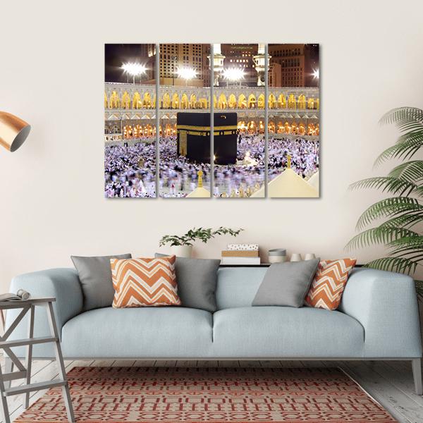 Kaaba At Night Canvas Wall Art-1 Piece-Gallery Wrap-36" x 24"-Tiaracle
