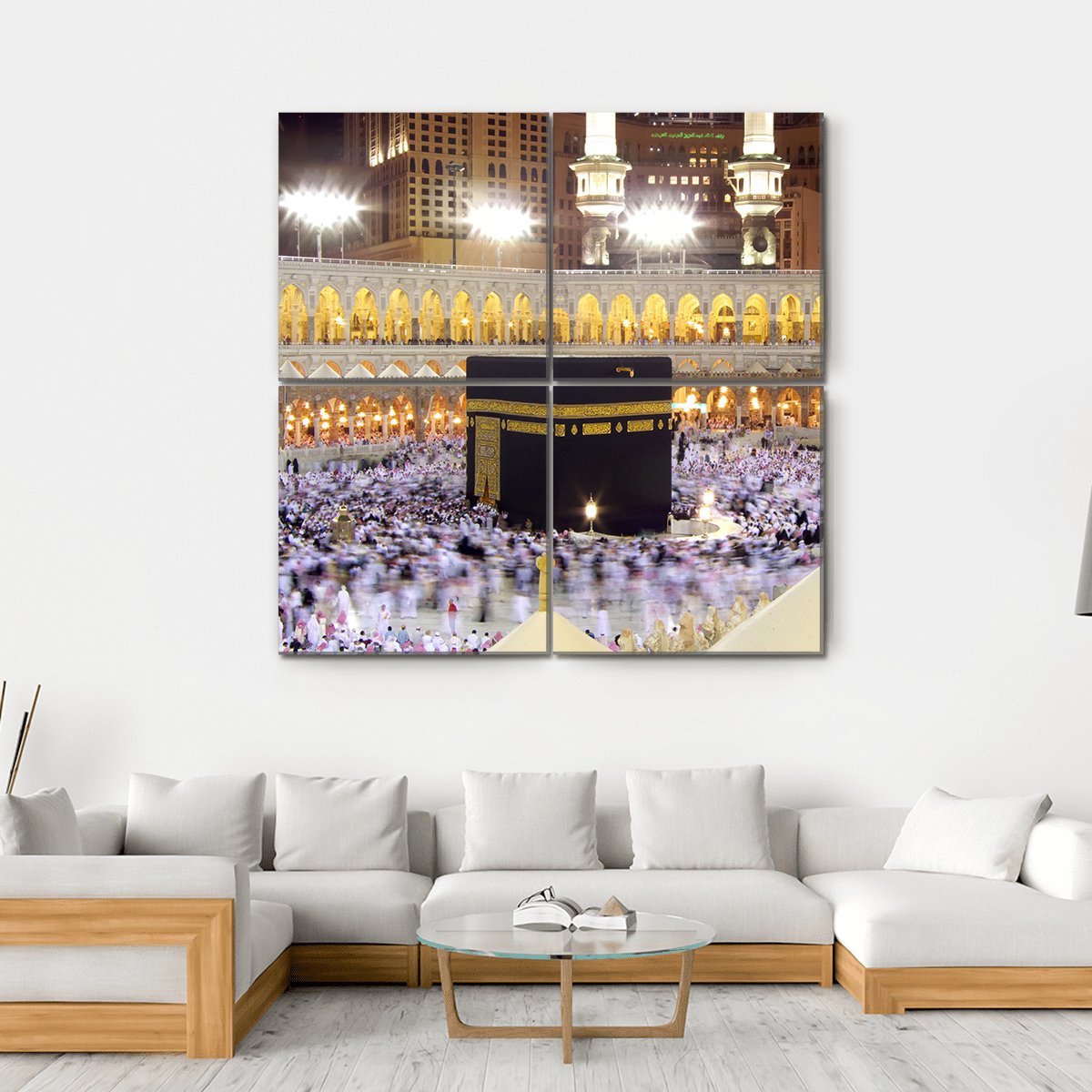 Kaaba At Night Canvas Wall Art-4 Square-Gallery Wrap-17" x 17"-Tiaracle