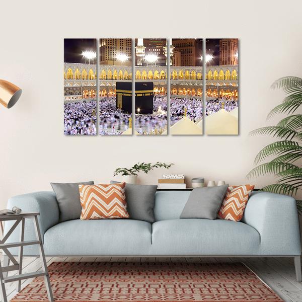 Kaaba At Night Canvas Wall Art-5 Horizontal-Gallery Wrap-22" x 12"-Tiaracle