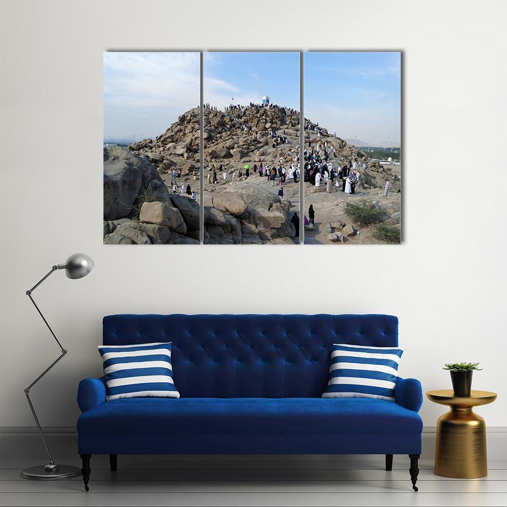 Muslims At Mount Arafat Canvas Wall Art-3 Horizontal-Gallery Wrap-37" x 24"-Tiaracle