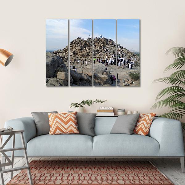 Muslims At Mount Arafat Canvas Wall Art-4 Horizontal-Gallery Wrap-34" x 24"-Tiaracle