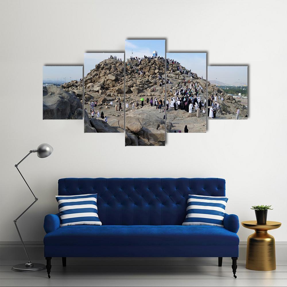 Muslims At Mount Arafat Canvas Wall Art-5 Star-Gallery Wrap-62" x 32"-Tiaracle