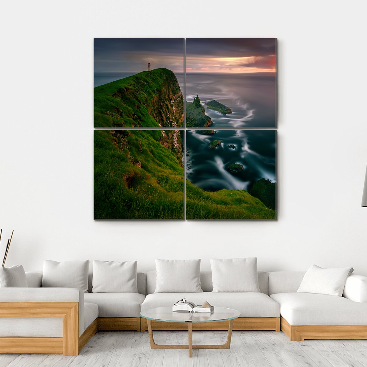 Mykines Holmur Island Canvas Wall Art-4 Square-Gallery Wrap-17" x 17"-Tiaracle