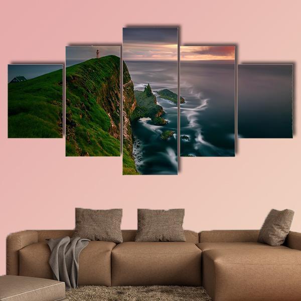 Mykines Holmur Island Canvas Wall Art-5 Star-Gallery Wrap-62" x 32"-Tiaracle