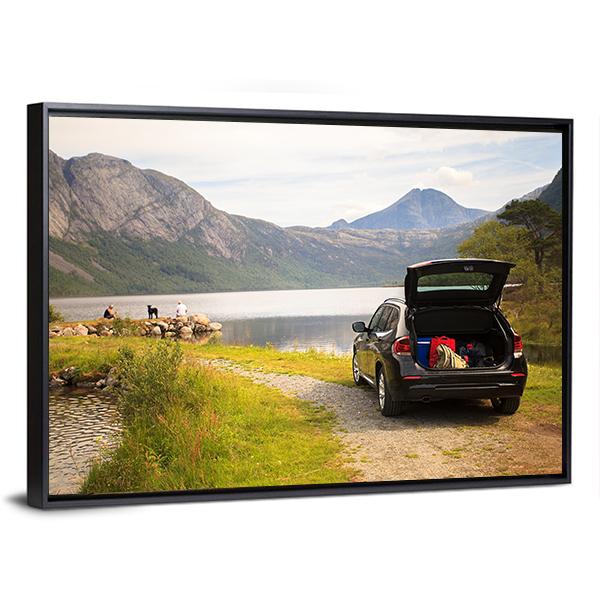 Car On Myrdal Lake Canvas Wall Art-3 Horizontal-Gallery Wrap-25" x 16"-Tiaracle