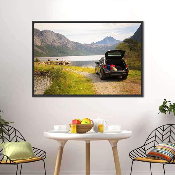 Car On Myrdal Lake Canvas Wall Art-3 Horizontal-Gallery Wrap-25" x 16"-Tiaracle