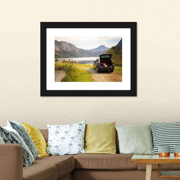 Car On Myrdal Lake Canvas Wall Art-3 Horizontal-Gallery Wrap-25" x 16"-Tiaracle