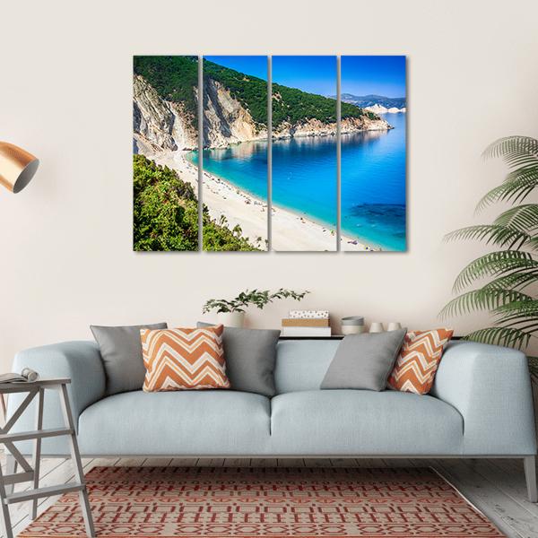 Myrtos Beach Greece Canvas Wall Art-4 Horizontal-Gallery Wrap-34" x 24"-Tiaracle