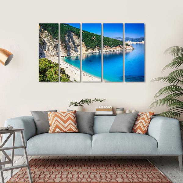 Myrtos Beach Greece Canvas Wall Art-5 Horizontal-Gallery Wrap-22" x 12"-Tiaracle