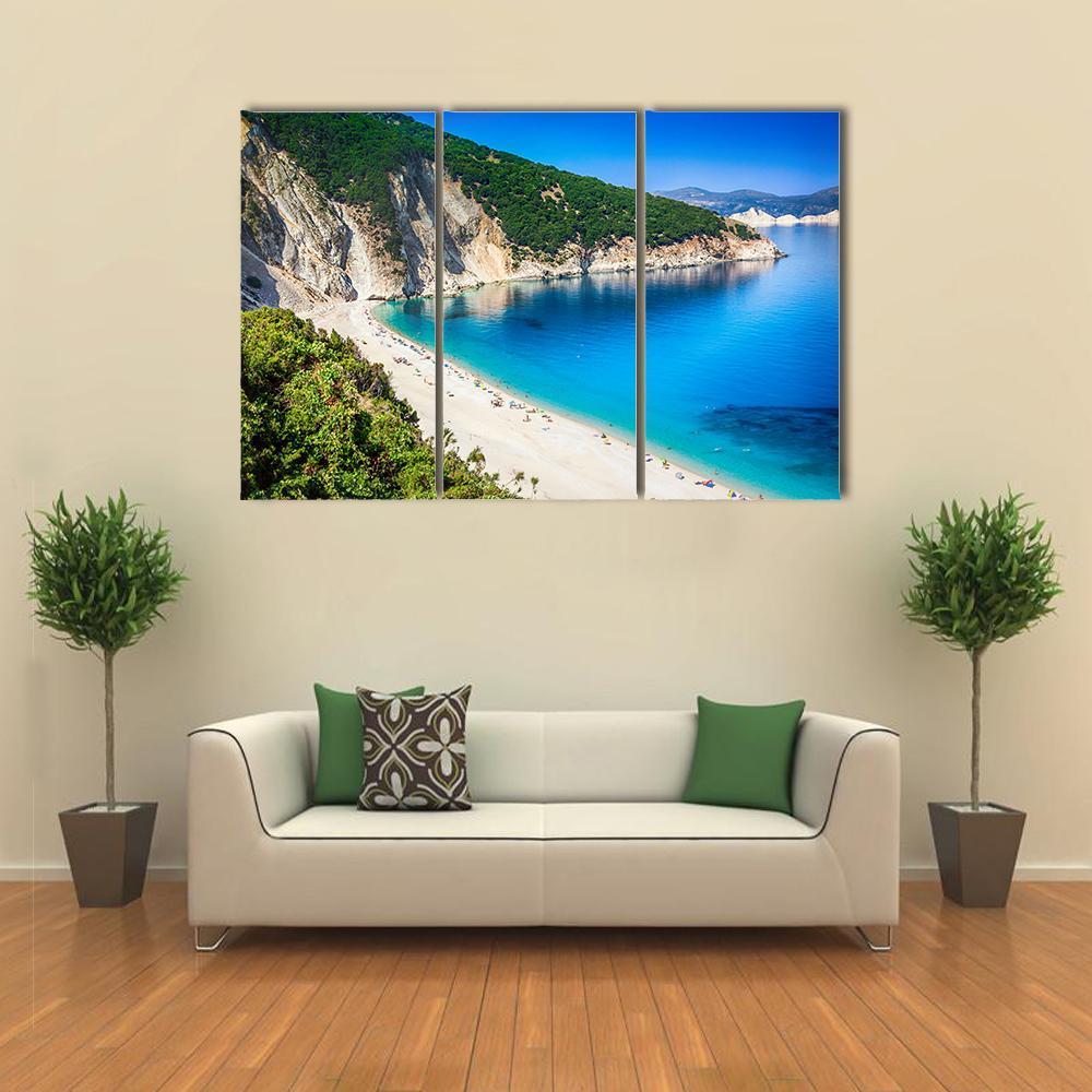 Myrtos Beach Greece Canvas Wall Art-3 Horizontal-Gallery Wrap-37" x 24"-Tiaracle