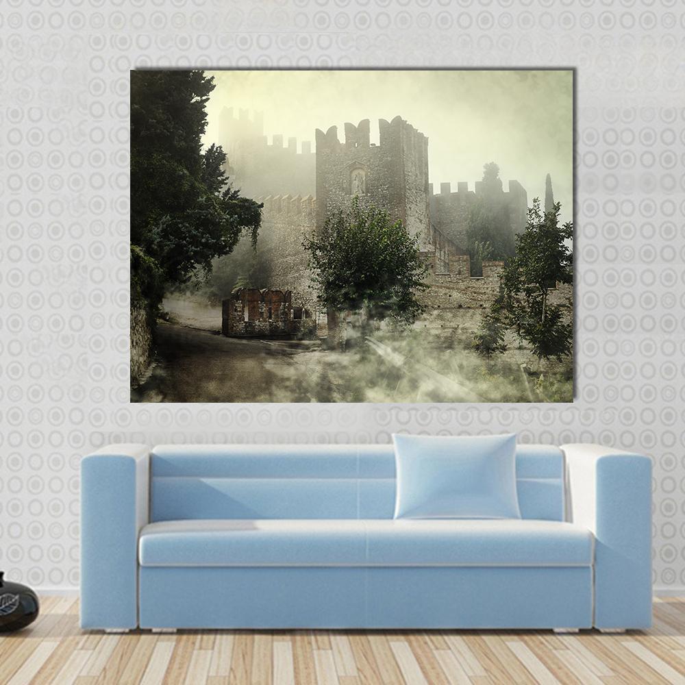 Mysterious Castle Canvas Wall Art-1 Piece-Gallery Wrap-48" x 32"-Tiaracle