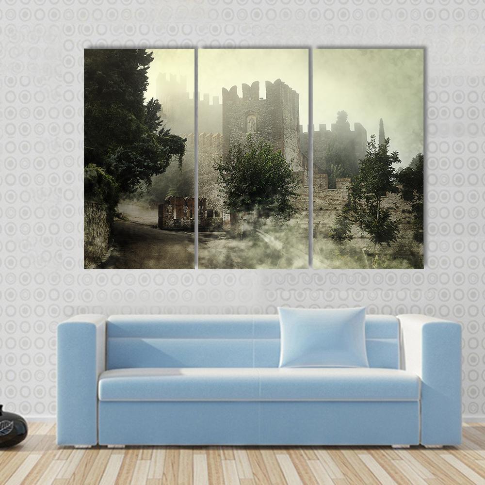 Mysterious Castle Canvas Wall Art-3 Horizontal-Gallery Wrap-37" x 24"-Tiaracle
