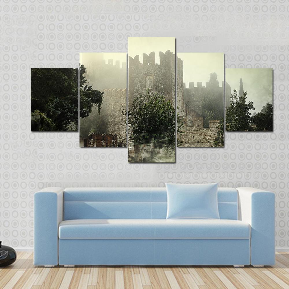 Mysterious Castle Canvas Wall Art-5 Star-Gallery Wrap-62" x 32"-Tiaracle