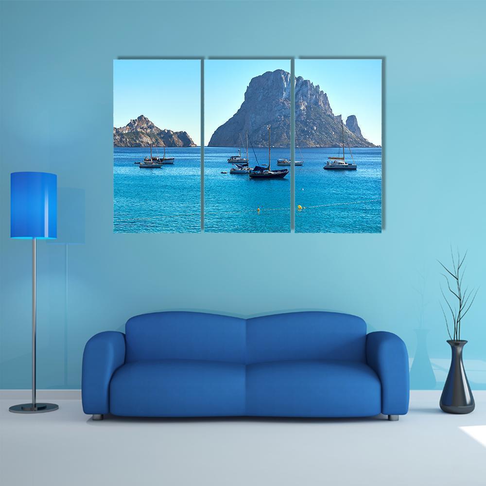 Island Of Es Vedra Canvas Wall Art-3 Horizontal-Gallery Wrap-37" x 24"-Tiaracle