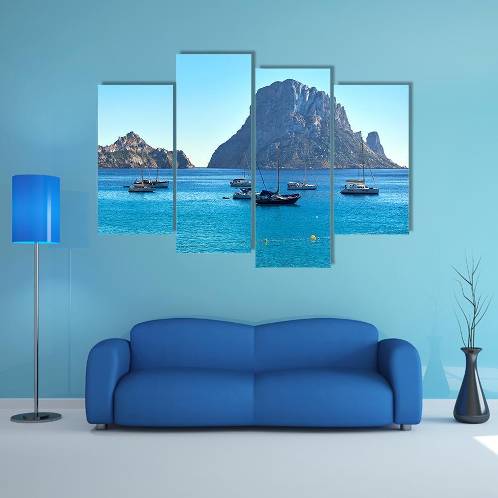 Island Of Es Vedra Canvas Wall Art-4 Pop-Gallery Wrap-50" x 32"-Tiaracle