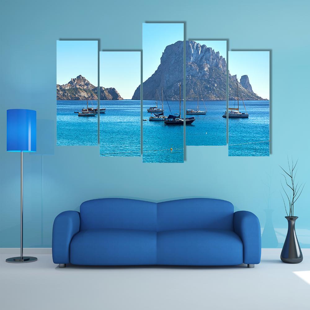 Island Of Es Vedra Canvas Wall Art-5 Pop-Gallery Wrap-47" x 32"-Tiaracle