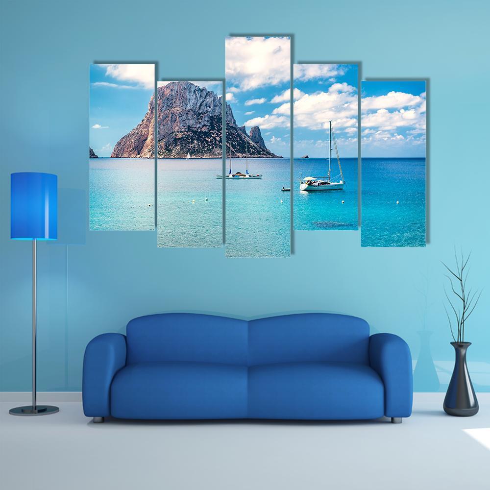 Mysterious Island Of Es Vedra Canvas Wall Art-5 Pop-Gallery Wrap-47" x 32"-Tiaracle